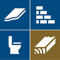 Piktogrammer for ulike typer bygningsavfall