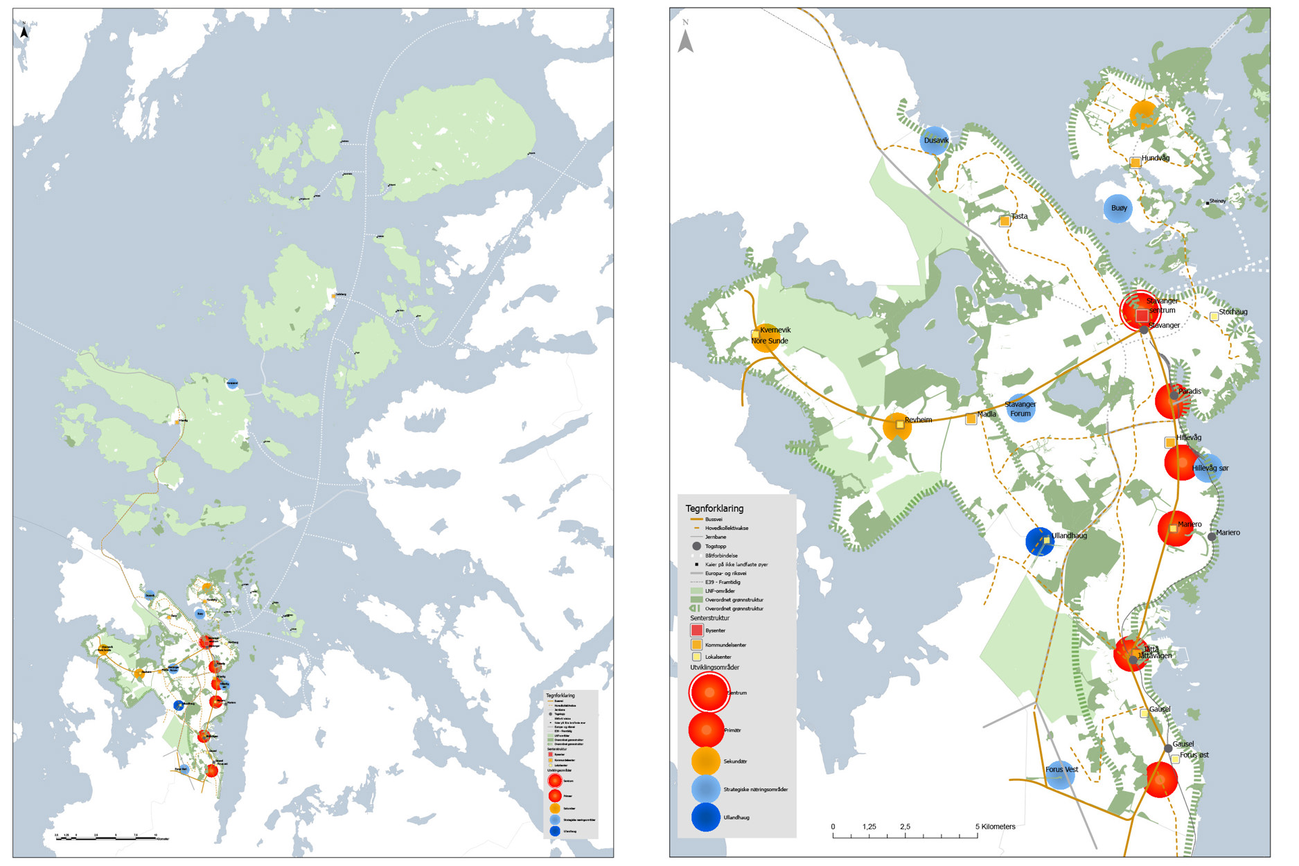 Kart over hhv hele Stavanger og byområdet.
